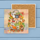Welcome Fall Tiered Pumpkin Farmhouse Stone Coaster