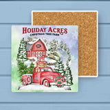 Country Holiday Acres Christmas Tree Farm Stone Coaster