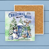 North Pole Snowman Reindeer Christmas Mail Stone Coaster