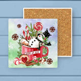 Frosty's Snowflake Café Christmas Latte Stone Coaster