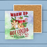 Warm Up Hot Cocoa Cookie Station Christmas Stone Coaster