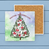 Winter Wonderland Christmas Tree Absorbant Stone Coaster