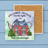 Christmas Teapot Brickhouse Cottage Absorbant Stone Coaster