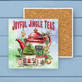 Joyful Jingle Teas Teapot Teacup Christmas Stone Coaster