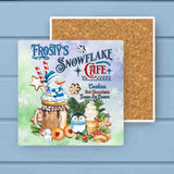 Frosty's Snowflake Café Winter Christmas Stone Coaster
